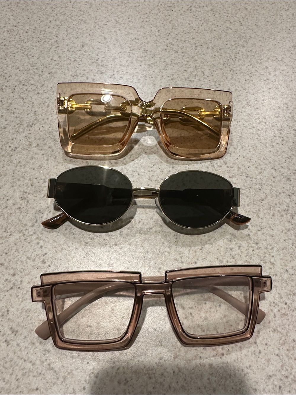 Trio of Fashion Sunglasses - Amber, Black & Taupe